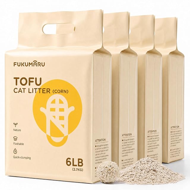Sacco da 10,8 kg di sabbietta per gatti FUKUMARU al tofu e mais
